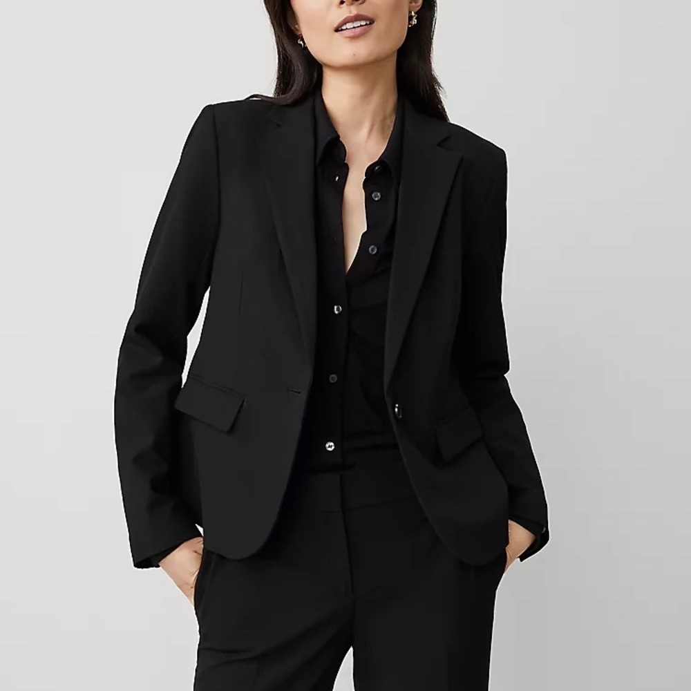 Ann Taylor Classic Black Four Button Blazer